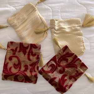 Set of 4 silk/embroidery gift bags-NEW